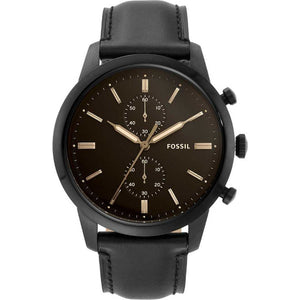 Buy Shop Fossil Goodwin Chronograph Black Dial Black Leather Strap Watch for Men - FS5585 USA Online