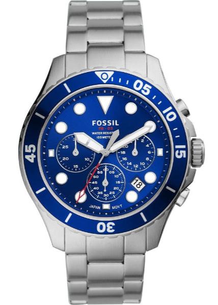 Buy Shop Fossil FB-03 Chronograph Blue Dial Silver Steel Strap Watch for Men - FS5724 USA Online