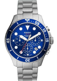 Buy Shop Fossil FB-03 Chronograph Blue Dial Silver Steel Strap Watch for Men - FS5724 USA Online