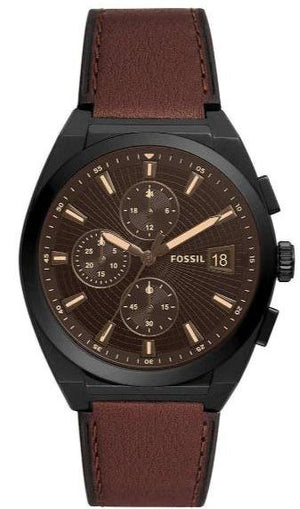 Buy Shop Fossil Everett Chronograph Black Dial Brown Leather Strap Watch for Men - FS5798 USA Online