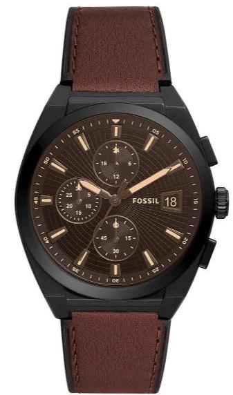 Buy Shop Fossil Everett Chronograph Black Dial Brown Leather Strap Watch for Men - FS5798 USA Online