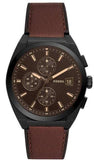 Buy Shop Fossil Everett Chronograph Black Dial Brown Leather Strap Watch for Men - FS5798 USA Online