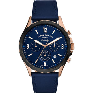 Buy Shop Fossil Forrester Chronograph Blue Dial Blue Leather Strap Watch for Men - FS5814 USA Online