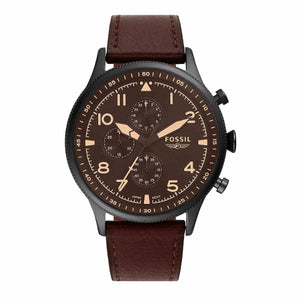 Buy Shop Fossil Retro Pilot Chronograph Brown Dial Brown Leather Strap Watch for Men - FS5833 USA Online