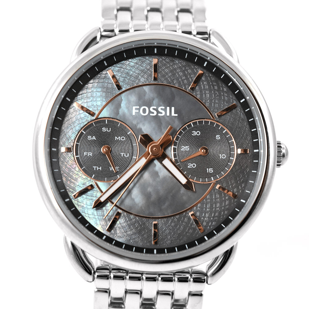Buy Shop Fossil Tailor Mother of Pearl Black Dial Silver Steel Strap Watch for Women - ES3911 USA Online