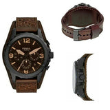 Buy Shop Fossil Nate Chronograph Brown Dial Brown Leather Strap Watch for Men - JR1511 USA Online