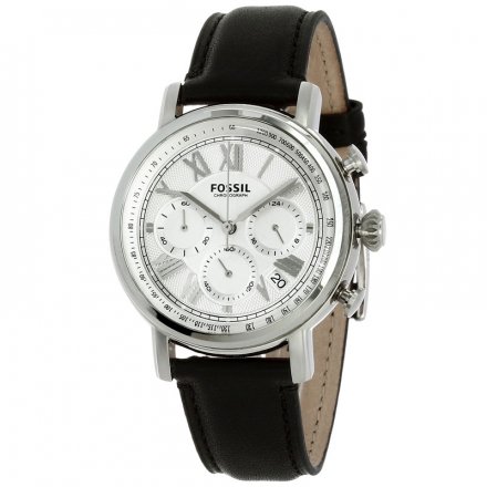 Buy Shop Fossil Buchanan Chronograph Silver Dial Black Leather Strap Watch for Men - FS5102 USA Online