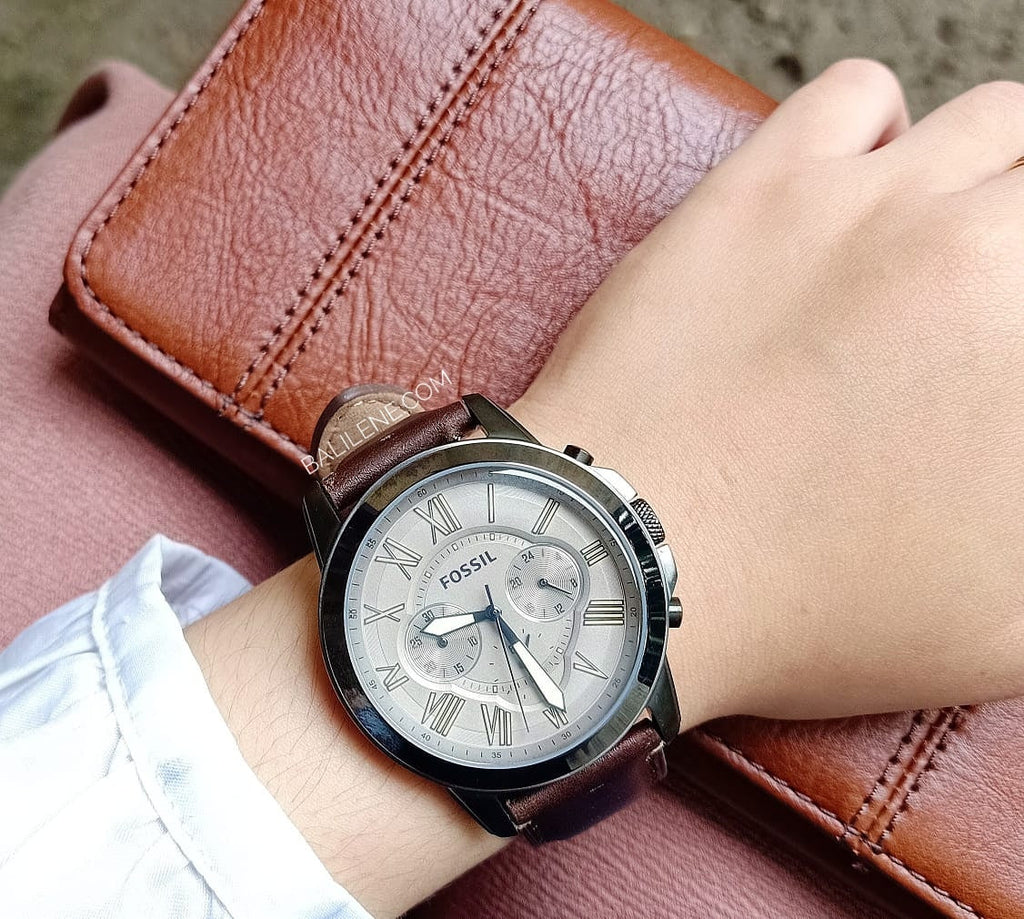 Buy Shop Fossil Grant Chronograph Brown Dial Brown Leather Strap Watch for Men - FS5214 USA Online