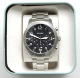 Buy Shop Fossil Pilot Chronograph Black Dial Silver Steel Strap Watch for Men - FS5141 USA Online