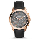 Buy Shop Fossil Grant Chronograph Grey Dial Black Leather Strap Watch for Men - FS5085 USA Online