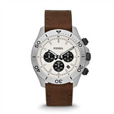 Buy Shop Fossil Retro Traveler Chronograph White Dial Brown Leather Strap Watch for Men - CH2886 USA Online