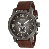 Buy Shop Fossil Nate Chronograph Grey Dial Brown Leather Strap Watch for Men - JR1424 USA Online