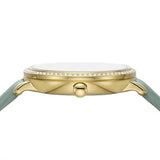 Buy Shop Fossil Jacqueline Analog Moonphase Mother of Pearl White Dial Green Leather Strap Watch for Women - ES5168 USA Online