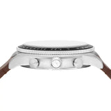 Buy Shop Fossil Sport Tourer Chronograph White Dial Brown Leather Strap Watch for Men - FS6042 USA Online
