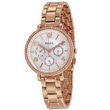 Buy Shop Fossil Jacqueline Multi Function Mother of Pearl Dial Rose Gold Steel Strap Watch for Women - ES3757 USA Online