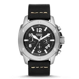 Buy Shop Fossil Modern Machine Chronograph Black Dial Black Leather Strap Watch for Men - FS4928 USA Online