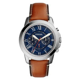 Buy Shop Fossil Grant Chronograph Blue Dial Brown Leather Strap Watch for Men - FS5210 USA Online