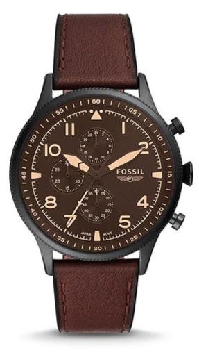 Buy Shop Fossil Retro Pilot Chronograph Brown Dial Brown Leather Strap Watch for Men - FS5833 USA Online