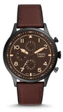 Buy Shop Fossil Retro Pilot Chronograph Brown Dial Brown Leather Strap Watch for Men - FS5833 USA Online