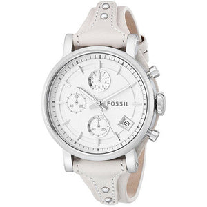 Buy Shop Fossil Boyfriend White Dial Beige Leather Strap Watch for Women - ES3811 USA Online