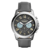 Buy Shop Fossil Grant Chronograph Gunmetal Grey Dial Grey Leather Strap Watch for Men - FS5183 USA Online