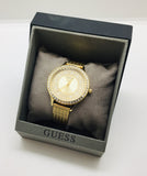 Buy Shop Guess Soiree Diamonds Gold Dial Gold Mesh Bracelet Watch for Women - GW0402L2 USA Online
