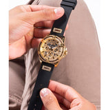Buy Shop Guess King Quartz Crystals Gold Dial Black Silicone Strap Watch For Men - GW0537G2 USA Online