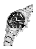 Buy Shop Guess Atlas Chronograph Black Dial Silver Steel Strap Watch For Men - W0668G3 USA Online
