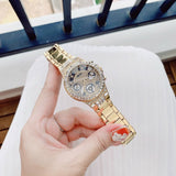 Buy Shop Guess Moonlight Diamonds Gold Dial Gold Steel Strap Watch for Women - GW0320L5 USA Online