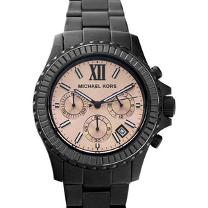 Buy Shop Michael Kors Everest Quartz Rose Gold Dial Black Steel Strap Watch For Women - MK5872 USA Online