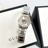 Buy Shop Gucci G Timeless Quartz Silver Dial Silver Steel Strap Watch For Women - YA126595 USA Online
