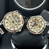 Buy Shop Guess King Quartz Crystals Gold Dial Black Silicone Strap Watch For Men - GW0537G2 USA Online
