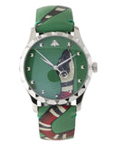 Gucci G Timeless Le Marche Des Merveilles Green Dial Green Leather Strap Watch for Women - YA1264081