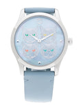 Buy Shop Gucci G Timeless Quartz Mother of Pearl Dial Blue Leather Strap Watch For Women - YA1264124 USA Online