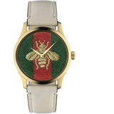 Buy Shop Gucci G Timeless Quartz Red & Green Dial Beige Leather Strap Watch For Women - YA1265009 USA Online