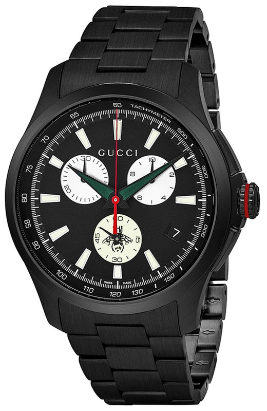 Buy Shop Gucci G-Timeless Chronograph Black Dial Black Steel Strap Watch For Men - YA126268 USA Online
