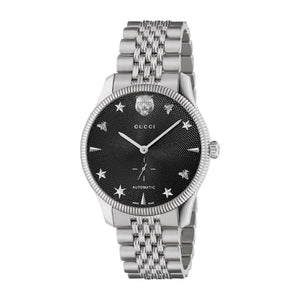 Buy Shop Gucci G Timeless Automatic Black Dial Silver Steel Strap Watch For Men - YA126353 USA Online
