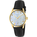 Buy Shop Gucci G-Timeless Mother of Pearl Dial Black Leather Strap Watch For Women - YA1264044 USA Online