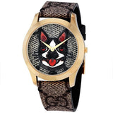 Buy Shop Gucci G-Timeless Brown Dial Brown Leather Strap Unisex Watch - YA1264057 USA Online