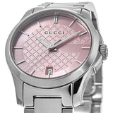 Gucci G Timeless Pink Dial Silver Steel Strap Watch For Women - YA126524