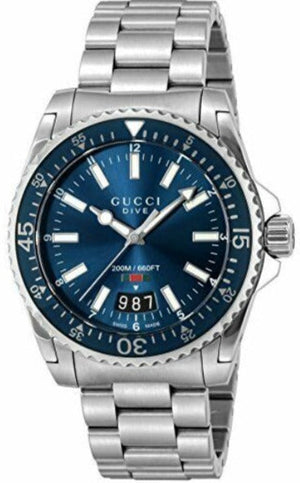 Buy Shop Gucci Dive Quartz Blue Dial Silver Steel Strap Watch For Men - YA136311 USA Online