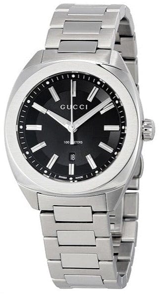 Buy Shop Gucci GG2570 Quartz Black Dial Silver Steel Strap Watch For Men - YA142401 USA Online