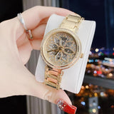 Buy Shop Guess Lily Quartz Gold Dial Gold Steel Strap Watch For Women - GW0528L2 USA Online