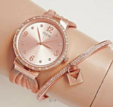 Buy Shop Guess Chiffon Rose Gold Dial Mesh Bracelet Watch For Women - W1083L3 USA Online