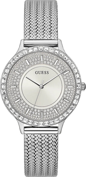 Buy Shop Guess Soiree Diamonds Silver Dial Silver Mesh Bracelet Watch for Women - GW0402L1 USA Online