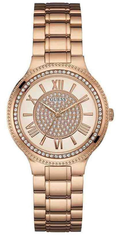 Buy Shop Guess Madison Diamonds White Dial Rose Gold Steel Strap Watch for Women - W0637L3 USA Online