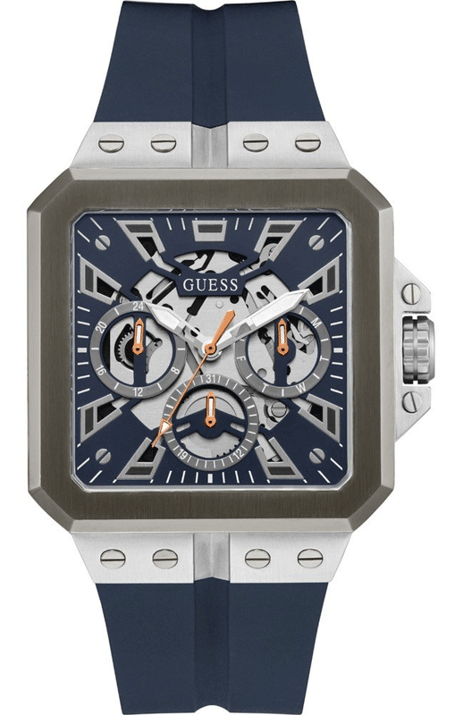 Buy Shop Guess Leo Chronograph Navy Blue Dial Blue Silicone Strap Watch For Men - GW0637G1 USA Online