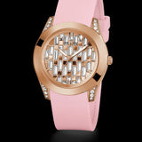 Buy Shop Guess Clarity Gold Dial Pink Silicone Strap Watch for Women - GW0109L2 USA Online