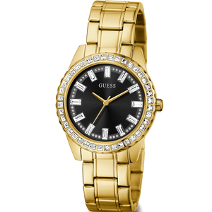 Buy Shop Guess Sparkler Diamonds Black Dial Gold Steel Strap Watch for Women - GW0111L2 USA Online