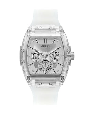 Buy Shop Guess Phoenix Multi Function Silver Dial White Rubber Strap Watch for Men - GW0203G1 USA Online
